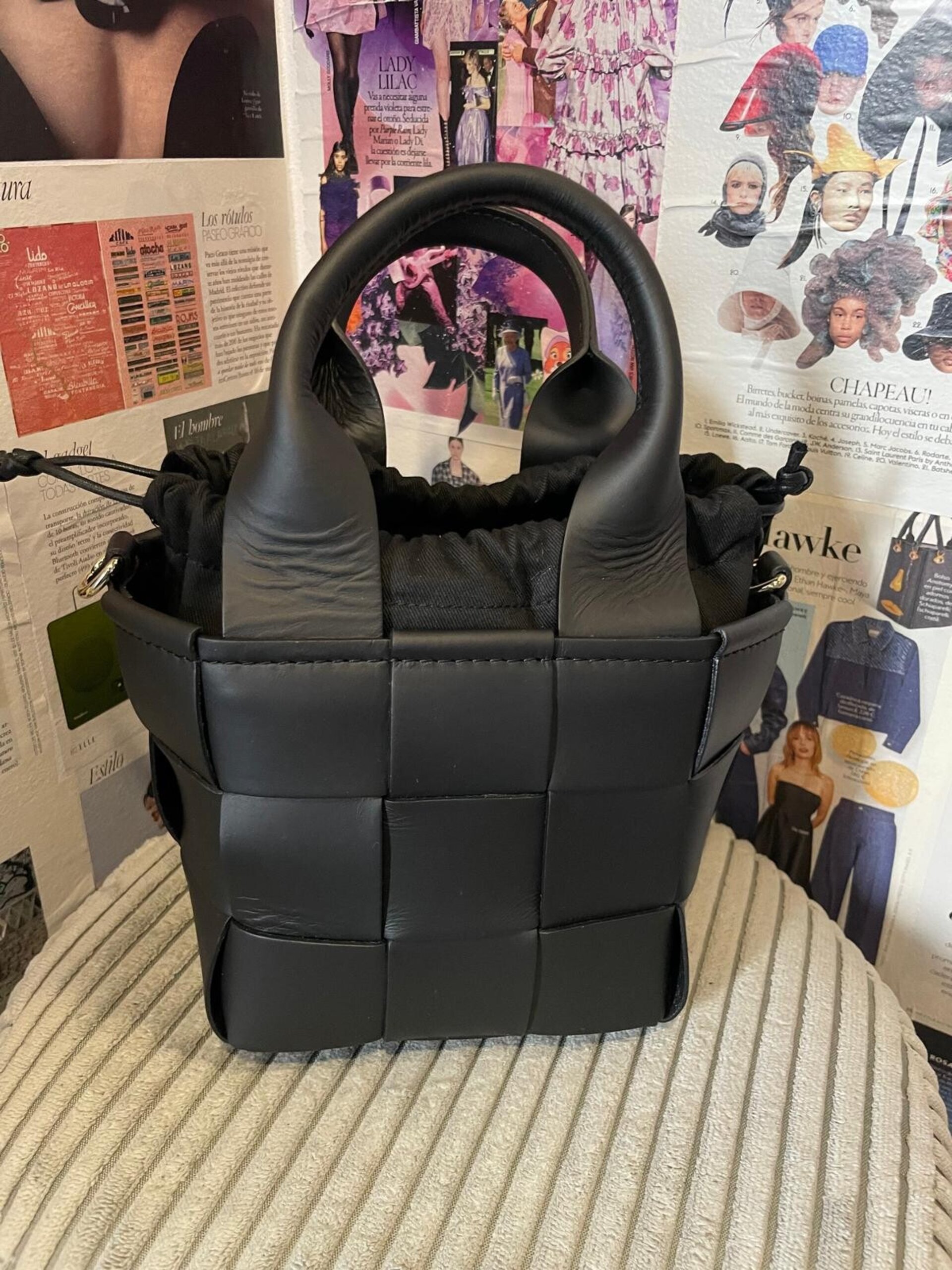 Bolso trenzado negro - 1